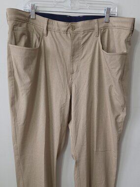 Jack Nicklaus Men's Golf Pants 38x32 Khaki Tan Flat Front Performance